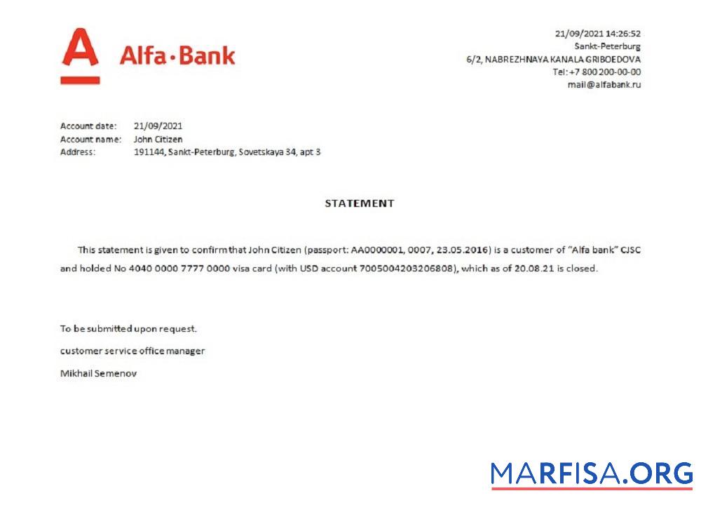 Downloadable Russia Alfa bank closure reference example